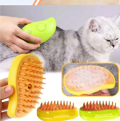3-in-1 Electric Pet Steam Brush - Grooming, Spray Cleaning & Massage for Cats & Dogs